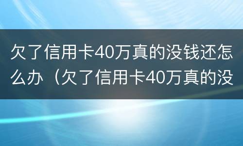 欠了信用卡40万真的没钱还怎么办（欠了信用卡40万真的没钱还怎么办呢）