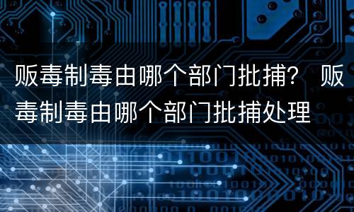贩毒制毒由哪个部门批捕？ 贩毒制毒由哪个部门批捕处理