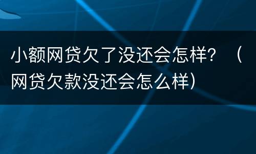 小额网贷欠了没还会怎样？（网贷欠款没还会怎么样）