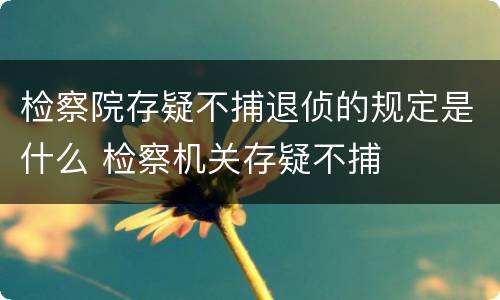 检察院存疑不捕退侦的规定是什么 检察机关存疑不捕