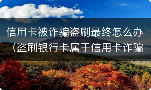信用卡被诈骗盗刷最终怎么办（盗刷银行卡属于信用卡诈骗吗）