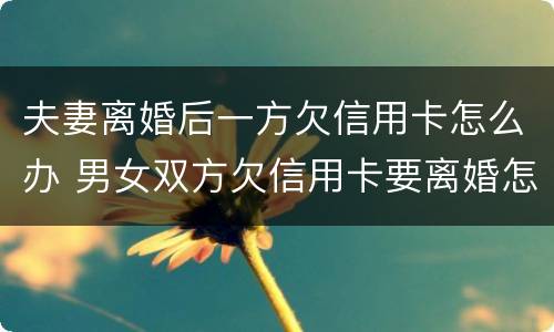 夫妻离婚后一方欠信用卡怎么办 男女双方欠信用卡要离婚怎么办