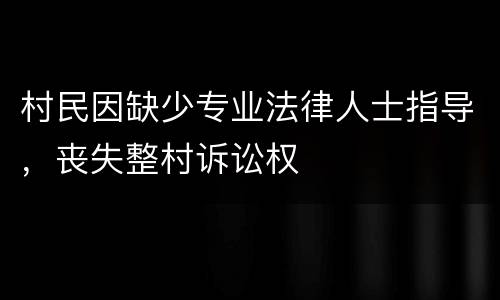村民因缺少专业法律人士指导，丧失整村诉讼权