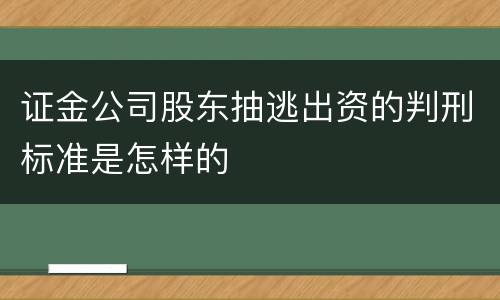 证金公司股东抽逃出资的判刑标准是怎样的