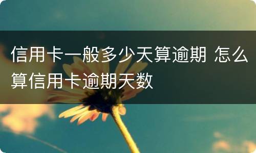 信用卡一般多少天算逾期 怎么算信用卡逾期天数