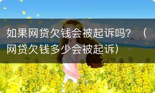 如果网贷欠钱会被起诉吗？（网贷欠钱多少会被起诉）