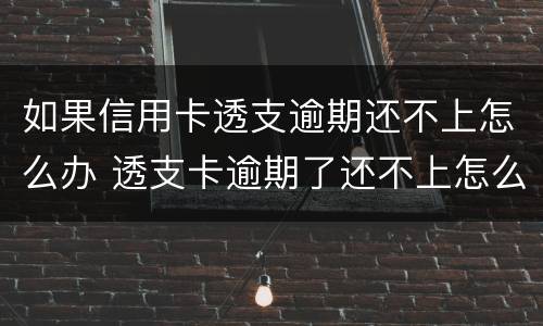 如果信用卡透支逾期还不上怎么办 透支卡逾期了还不上怎么办