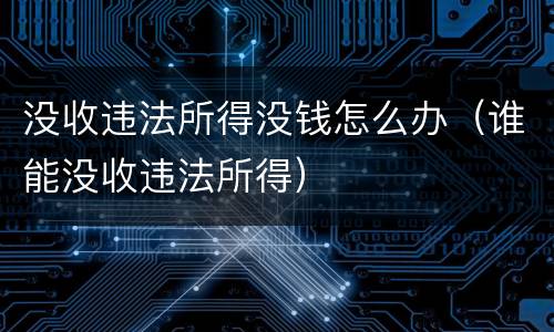 没收违法所得没钱怎么办（谁能没收违法所得）