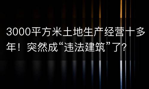 3000平方米土地生产经营十多年！突然成“违法建筑”了？