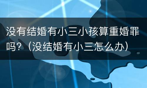 没有结婚有小三小孩算重婚罪吗?（没结婚有小三怎么办）