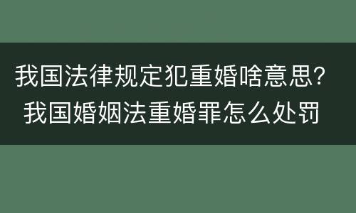 我国法律规定犯重婚啥意思？ 我国婚姻法重婚罪怎么处罚