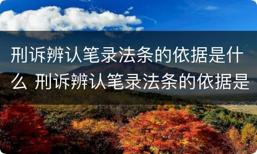 刑诉辨认笔录法条的依据是什么 刑诉辨认笔录法条的依据是什么意思