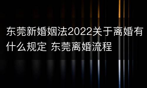 东莞新婚姻法2022关于离婚有什么规定 东莞离婚流程