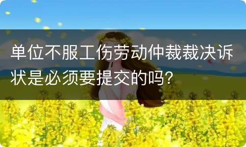 单位不服工伤劳动仲裁裁决诉状是必须要提交的吗？