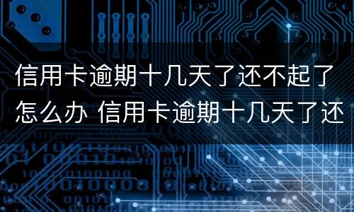 信用卡逾期十几天了还不起了怎么办 信用卡逾期十几天了还不起了怎么办呢