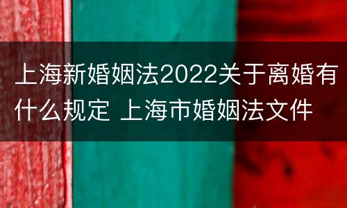 上海新婚姻法2022关于离婚有什么规定 上海市婚姻法文件