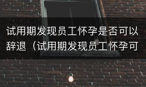 试用期发现员工怀孕是否可以辞退（试用期发现员工怀孕可以解除劳动关系吗）