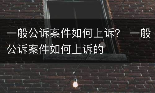 一般公诉案件如何上诉？ 一般公诉案件如何上诉的