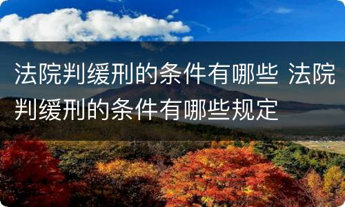 法院判缓刑的条件有哪些 法院判缓刑的条件有哪些规定