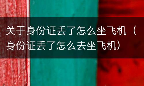 关于身份证丢了怎么坐飞机（身份证丢了怎么去坐飞机）