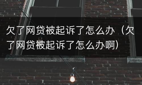 欠了网贷被起诉了怎么办（欠了网贷被起诉了怎么办啊）