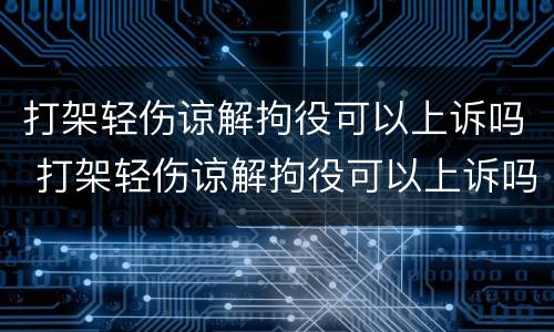 打架轻伤谅解拘役可以上诉吗 打架轻伤谅解拘役可以上诉吗知乎