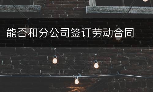 能否和分公司签订劳动合同