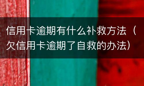 信用卡逾期有什么补救方法（欠信用卡逾期了自救的办法）