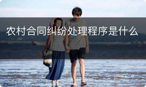 农村合同纠纷处理程序是什么