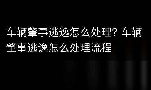 车辆肇事逃逸怎么处理? 车辆肇事逃逸怎么处理流程