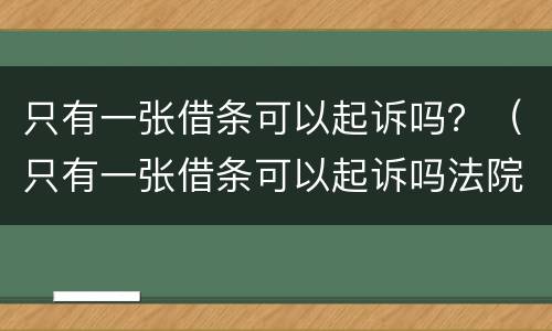只有一张借条可以起诉吗？（只有一张借条可以起诉吗法院）