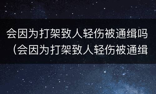 会因为打架致人轻伤被通缉吗（会因为打架致人轻伤被通缉吗）
