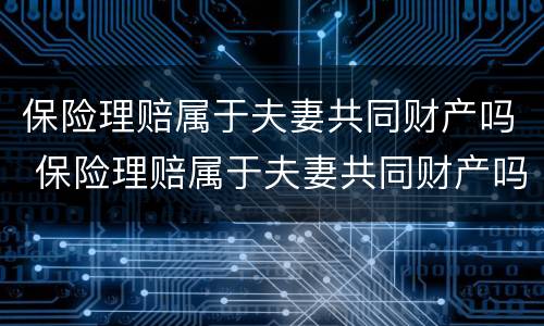 保险理赔属于夫妻共同财产吗 保险理赔属于夫妻共同财产吗