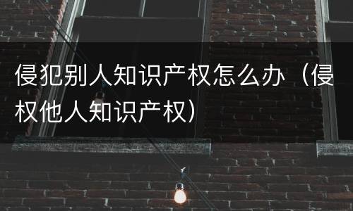 侵犯别人知识产权怎么办（侵权他人知识产权）