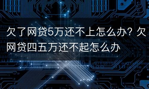 欠了网贷5万还不上怎么办? 欠网贷四五万还不起怎么办