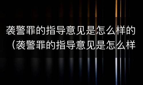 袭警罪的指导意见是怎么样的（袭警罪的指导意见是怎么样的内容）