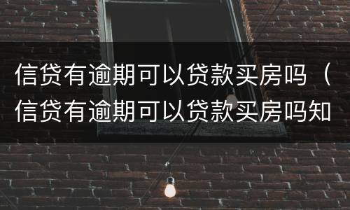 信贷有逾期可以贷款买房吗（信贷有逾期可以贷款买房吗知乎）