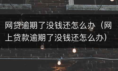 网贷逾期了没钱还怎么办（网上贷款逾期了没钱还怎么办）