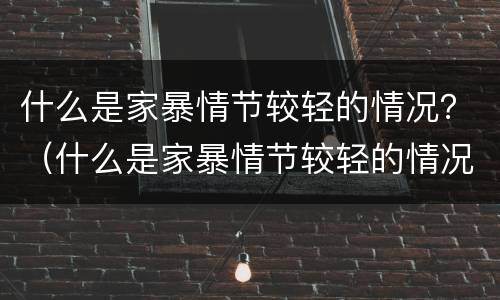 什么是家暴情节较轻的情况？（什么是家暴情节较轻的情况）