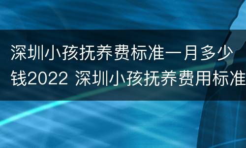 深圳小孩抚养费标准一月多少钱2022 深圳小孩抚养费用标准