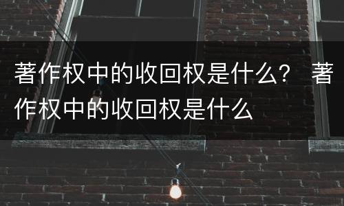 著作权中的收回权是什么？ 著作权中的收回权是什么
