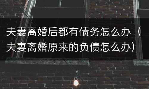夫妻离婚后都有债务怎么办（夫妻离婚原来的负债怎么办）