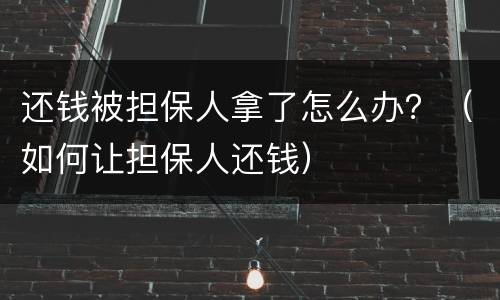 还钱被担保人拿了怎么办？（如何让担保人还钱）
