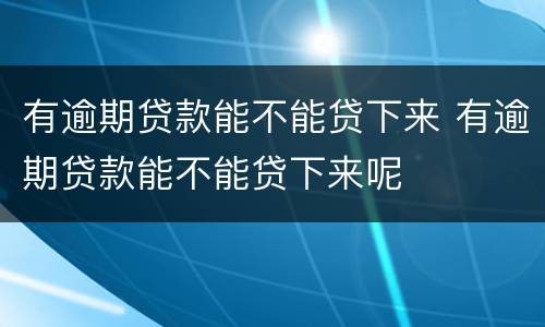 有逾期贷款能不能贷下来 有逾期贷款能不能贷下来呢