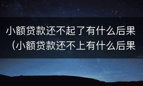 小额贷款还不起了有什么后果（小额贷款还不上有什么后果）