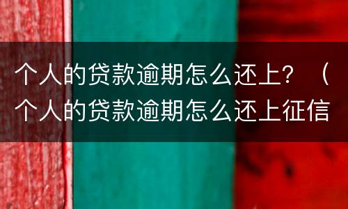 个人的贷款逾期怎么还上？（个人的贷款逾期怎么还上征信）