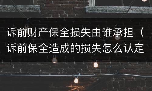 诉前财产保全损失由谁承担（诉前保全造成的损失怎么认定）