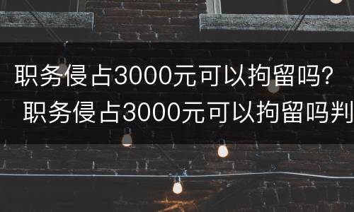 职务侵占3000元可以拘留吗？ 职务侵占3000元可以拘留吗判几年
