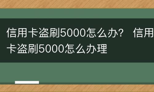信用卡盗刷5000怎么办？ 信用卡盗刷5000怎么办理