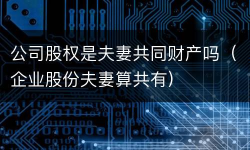 公司股权是夫妻共同财产吗（企业股份夫妻算共有）